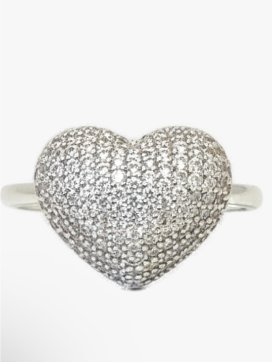 Jewelry - Puff Heart Pavé Ring 18K White Gold Filled AAA CZs NWT